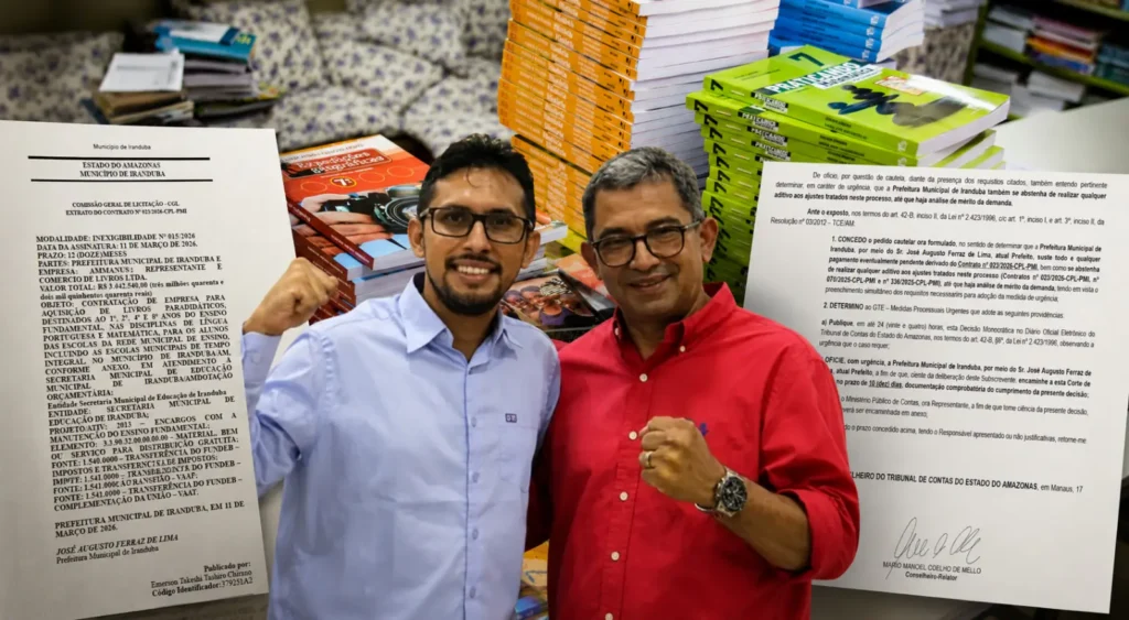 Escândalo em Iranduba: TCE-AM rejeita contrato de livros.