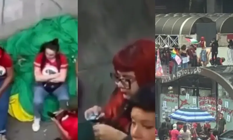 Até pó rolou! Sujeira e depredação em ato pró-Lula